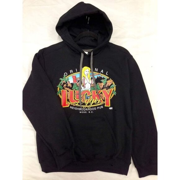 NWOT - Gildan Premium Cotton Black Lucky Logger Hoodie - Medium - Picture 3 of 16
